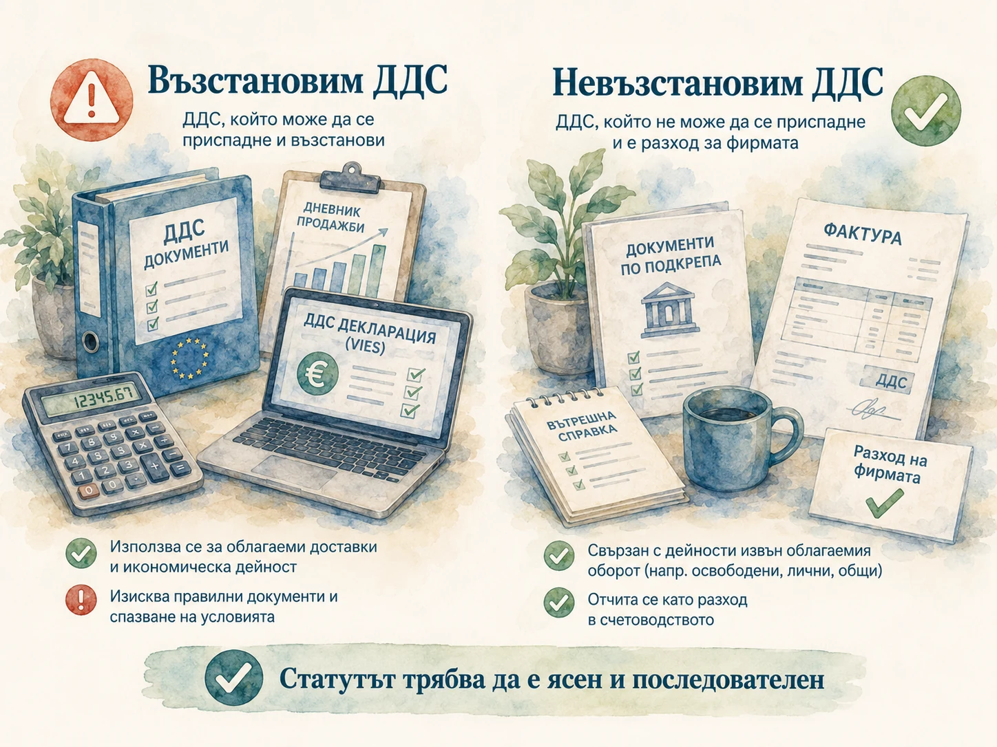 Сравнение между възстановим и невъзстановим ДДС